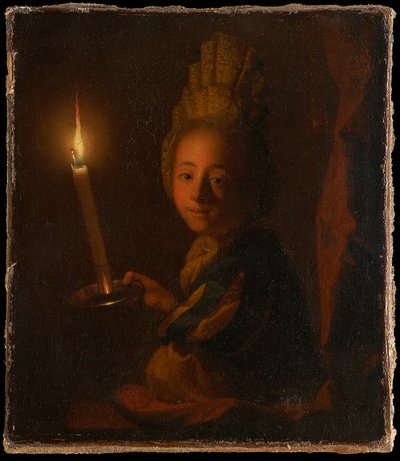 Lány égő gyertyával alkotó: Godfried Schalcken