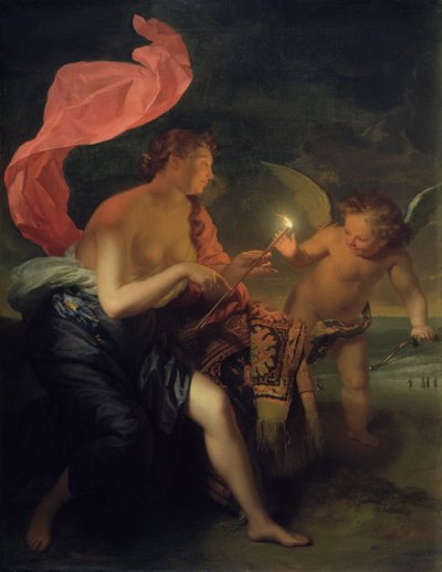 A Vénusz égő nyilat ad Ámornak alkotó: Godfried Schalcken