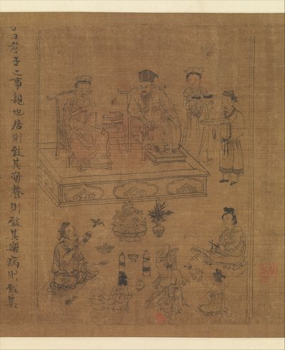 A gyermeki jámborság klasszikusa, 1085 körül (tinta és szín selyemen) alkotó: Gonglin Li