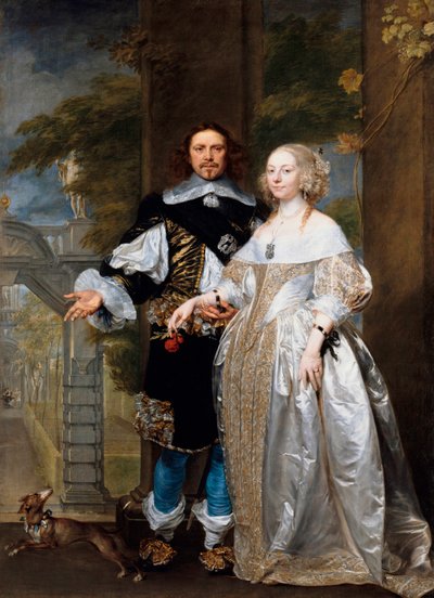 "Házaspár portréja a parkban" (Házaspár portréja a parkban) Gonzales Coques (Cockes, Cocs) festménye (1614/18-1684) 1662 - Olaj, vászon Mérete 239x174 cm Staatliche Museen, Berlin alkotó: Gonzales Coques