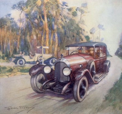 Bentley autókat reklámozó plakát, 1927 alkotó: Gordon Crosby