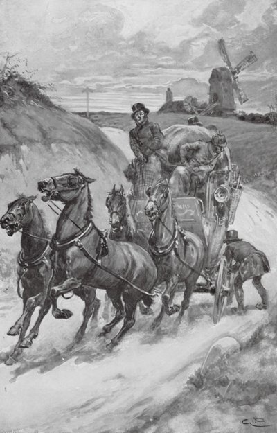 Egy színpadi edző a régi időkben (litográfia) alkotó: Gordon Frederick (after) Browne