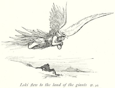 Loki elrepült az óriások földjére (litográfia) alkotó: Gordon Frederick (after) Browne