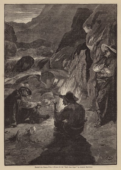 A tábortűz körül (litográfia) alkotó: Gordon Frederick (after) Browne