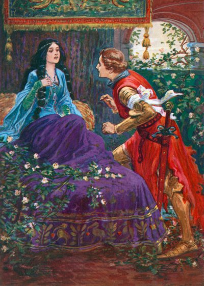 A herceg és Csipkerózsika (színes litográfia) alkotó: Gordon Frederick (after) Browne