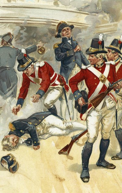 Lord Nelson admirális halálosan megsebesült a trafalgari csatában alkotó: Gordon Frederick Browne
