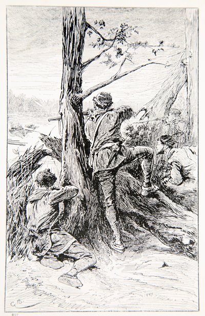 Illusztráció a „Wolfe-val Kanadában, avagy Egy kontinens megnyerése” című művéből, G.A. Henty, kocsma. Blackie and Son Ltd., 1887 alkotó: Gordon Frederick Browne