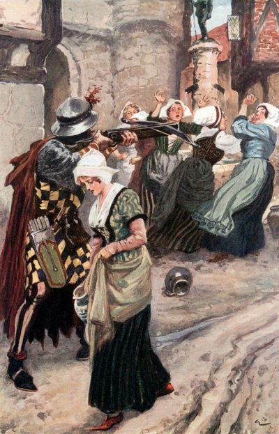 Denys levette a számszeríját és úgy tett, mintha lőni akarná őket. alkotó: Gordon Frederick Browne