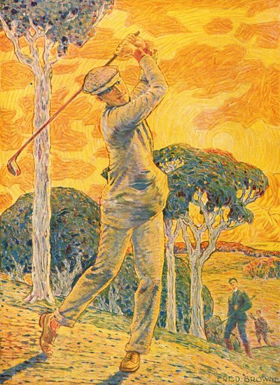 Golf, borítóillusztráció a Vie au Grand Airhez, 1919. szeptember 15. (színes metszet) alkotó: Gordon Frederick Browne