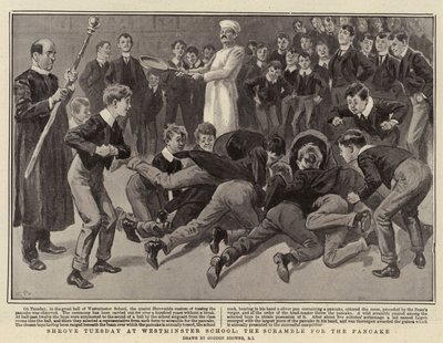 Húshagyó kedd a Westminster Schoolban, a palacsintáért alkotó: Gordon Frederick Browne
