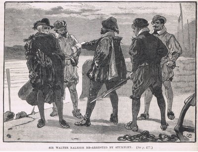 Sir Walter Raleigh-t Stukeley újra letartóztatta 1618-ban alkotó: Gordon Frederick Browne