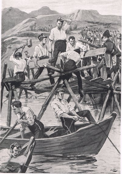 A Guadianán átívelő híd építése, 1811. április 3., illusztráció a 
