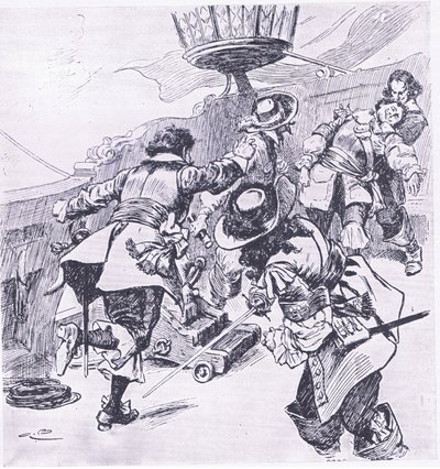 Von Tromp halála 1653. július 31-én, illusztráció a brit csaták szárazföldön és tengeren, 1915-ből alkotó: Gordon Frederick Browne