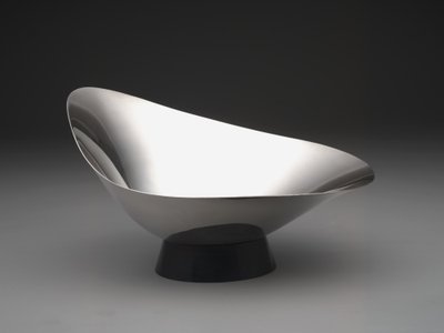 Modern "dekorátor" tál, 1959 körül (ezüstlemez és műanyag) alkotó: Gorham Manufacturing Company