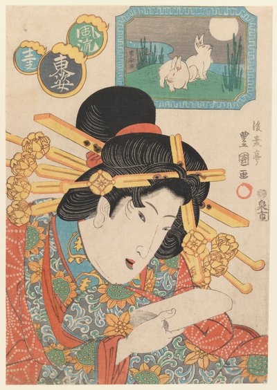 Egy kurtizán mellszobrai portréja, 1820-as évek vége (fatömbnyomat) alkotó: Gosotei II Toyokuni