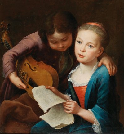 Pár zenélő gyerek, 1746. alkotó: Gottfried Eichler the Elder
