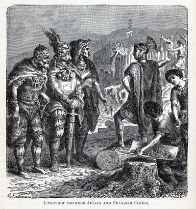 Interjú Julianus és a frank főnökök között, 1882 alkotó: Gottlob Heinrich Leutemann
