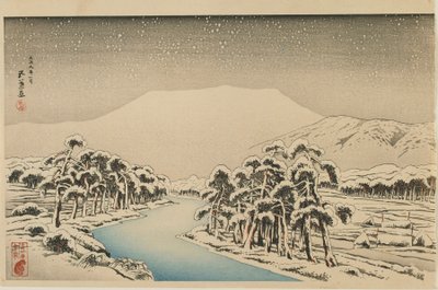 Mount Ibuki in Snow, Taisho korszak, 1920. január (színes fatömbnyomat) alkotó: Goyo Hashiguchi