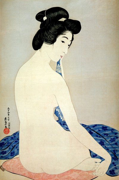 Nő a fürdő után, kiadó: Shosaburo Watanabe, 1920, (színes fatömbnyomat) alkotó: Goyo Hashiguchi