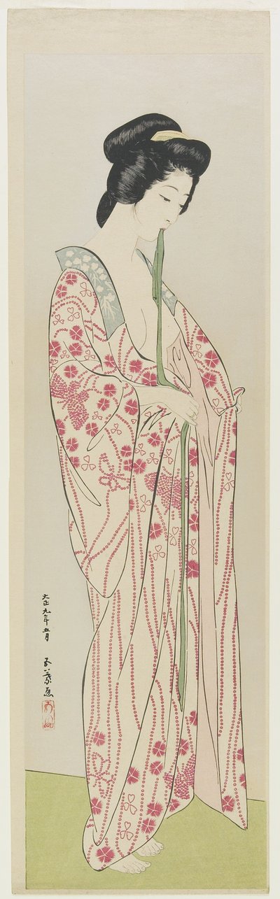 Nő kimonó alsóneműben, 1920. május alkotó: Goyo Hashiguchi