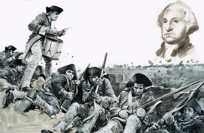 Egy dobos a yorktowni csatában a tárgyalásra való felkérést veri. alkotó: Graham Coton