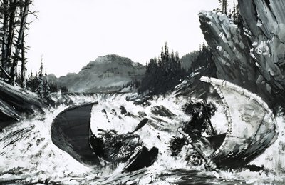 Alexander Mackenzie egy hajmeresztő folyami utazással kezdi meg a Kanadát átszelő útvonal keresését. alkotó: Graham Coton