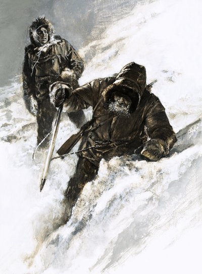 Dr. Isaac Stringer és C. F. Johnson átkeltek a Yukonon. alkotó: Graham Coton
