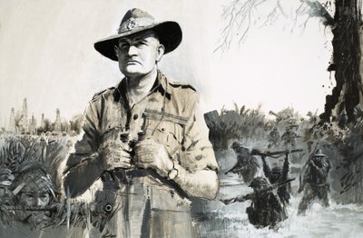 Bill Slim tábornok, aki a japánok elleni győzelmet vezette Burmában... alkotó: Graham Coton