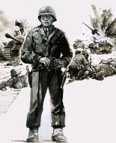 George C. Patton tábornok (gouache, papír) alkotó: Graham Coton