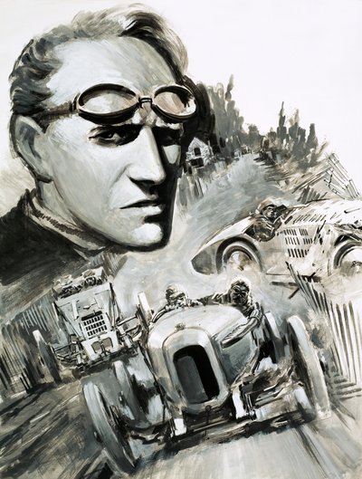 Henry Segrave volt az első ember, aki átlépte a 200 mérföld/órás sebességhatárt (gouache, papír) alkotó: Graham Coton