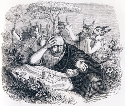 Demokrita (Kr. e. 460-370). és az abderitánok. (Hippokratész levele) - La Fontaine meséi alkotó: Grandville