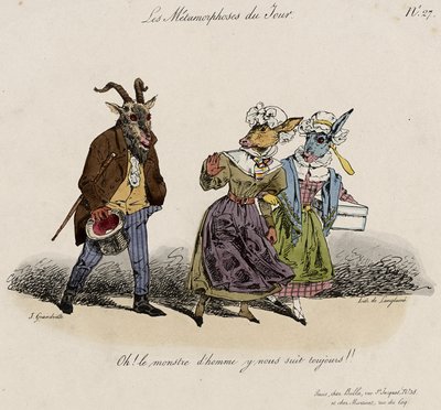 Les Metamorphoses du Jour, No. 27 (kézzel színezett litó) alkotó: Grandville