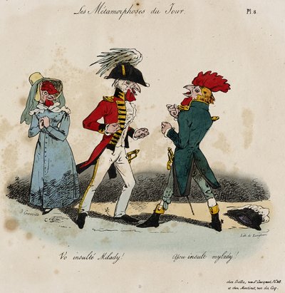 Les Metamorphoses du Jour, No. 8 (kézzel színezett litó) alkotó: Grandville