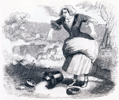 The Dairy Girl and the Milk Jar – La Fontaine meséi alkotó: Grandville