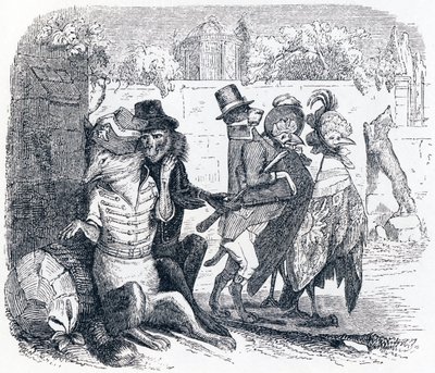A róka és a szőlő (Le renard et les raisins) - La Fontaine meséi alkotó: Grandville