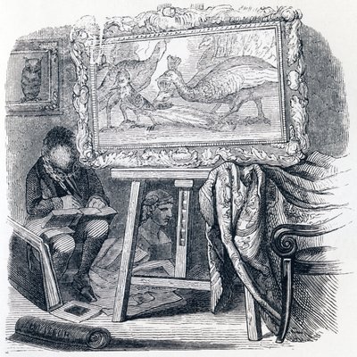 A szajkó pávatollakkal díszített (Le geai pare des plumes du paon) - La Fontaine meséi alkotó: Grandville
