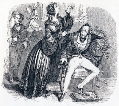 A középkorú férfi és két szeretője - La Fontaine meséi alkotó: Grandville