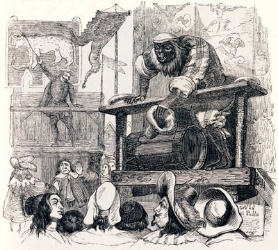 A majom és a leopárd (Le singe et le leopard) - La Fontaine meséi alkotó: Grandville
