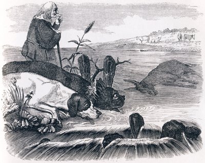 A két kutya és a döglött szamár – La Fontaine meséi alkotó: Grandville