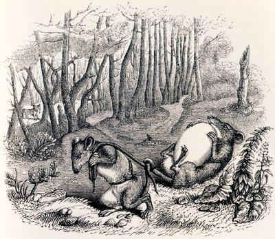 A két patkány, a róka és a tojás – La Fontaine meséi alkotó: Grandville