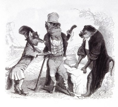 A farkas könyörög a róka ellen a majom előtt alkotó: Grandville (1803 47)