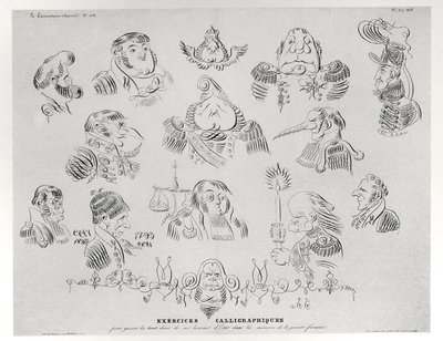 Kalligráfiai gyakorlatok, 1832 alkotó: Grandville