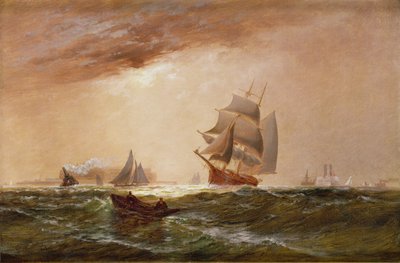 Hajók a New York-i kikötőben, 1891 alkotó: Granville Perklins