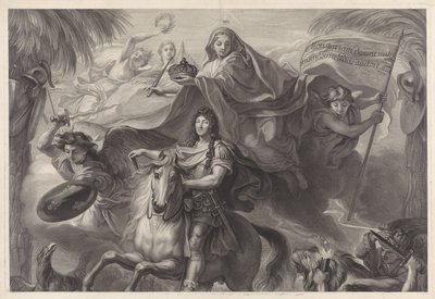 XIV. Lajos francia király allegorikus lovas portréja alkotó: Gérard Edelinck