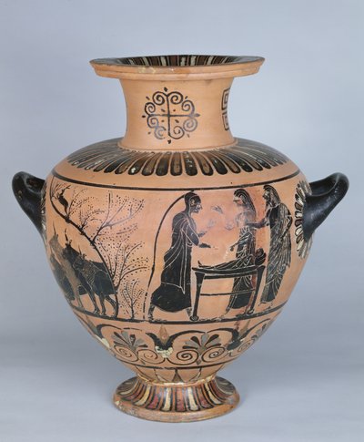 Archaikus jón-hidria, amely Hermest ábrázolja, aki úgy tesz, mintha aludna, Cerveteriből, ie 530 körül (kerámia) alkotó: Greek