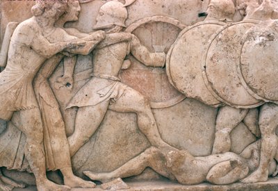 Harc Tróján kívül, fríz a Sziphniai Kincstárból, Kr.e. 525 körül (márvány) alkotó: Greek