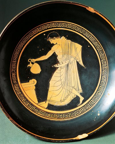Douris Kylix fiataljait ábrázolja egy oltár közelében, ie 6. század (kerámia) alkotó: Greek