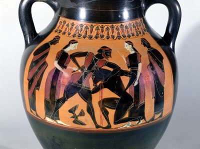 Thészeusz Harc a Minotaurusz ellen, részlet egy attikai feketefigurás amforából (kerámia) alkotó: Greek