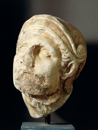Harcos fej Skopastól (i.e. 340-420) a tegeai Athena Alea templom elől, ie 4. században (fotó) alkotó: Greek