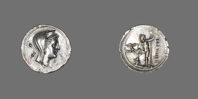 Drachm, amely a nimfát ábrázolja, amfitrit, Kr.e. 216-203 alkotó: Greek School